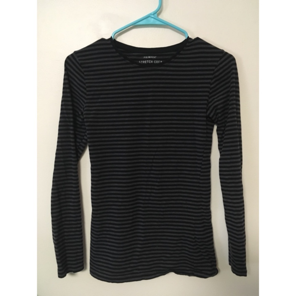 Black and gray striped long sleeve shirt